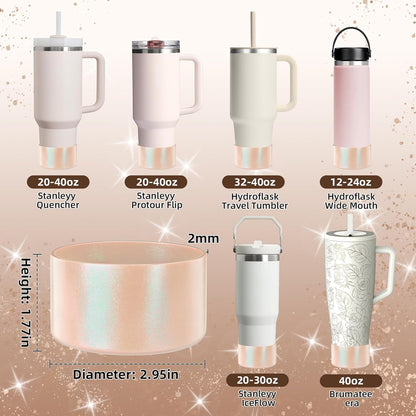 Glossy Gradient Silicone Boot, Compatible with Stanley H2.0 20-40oz & IceFlow 20-30oz, Chameleon Metallic Shimmer Cup Sleeve Protector for Hydroflask and Bottle Bottom with 2.8-3in