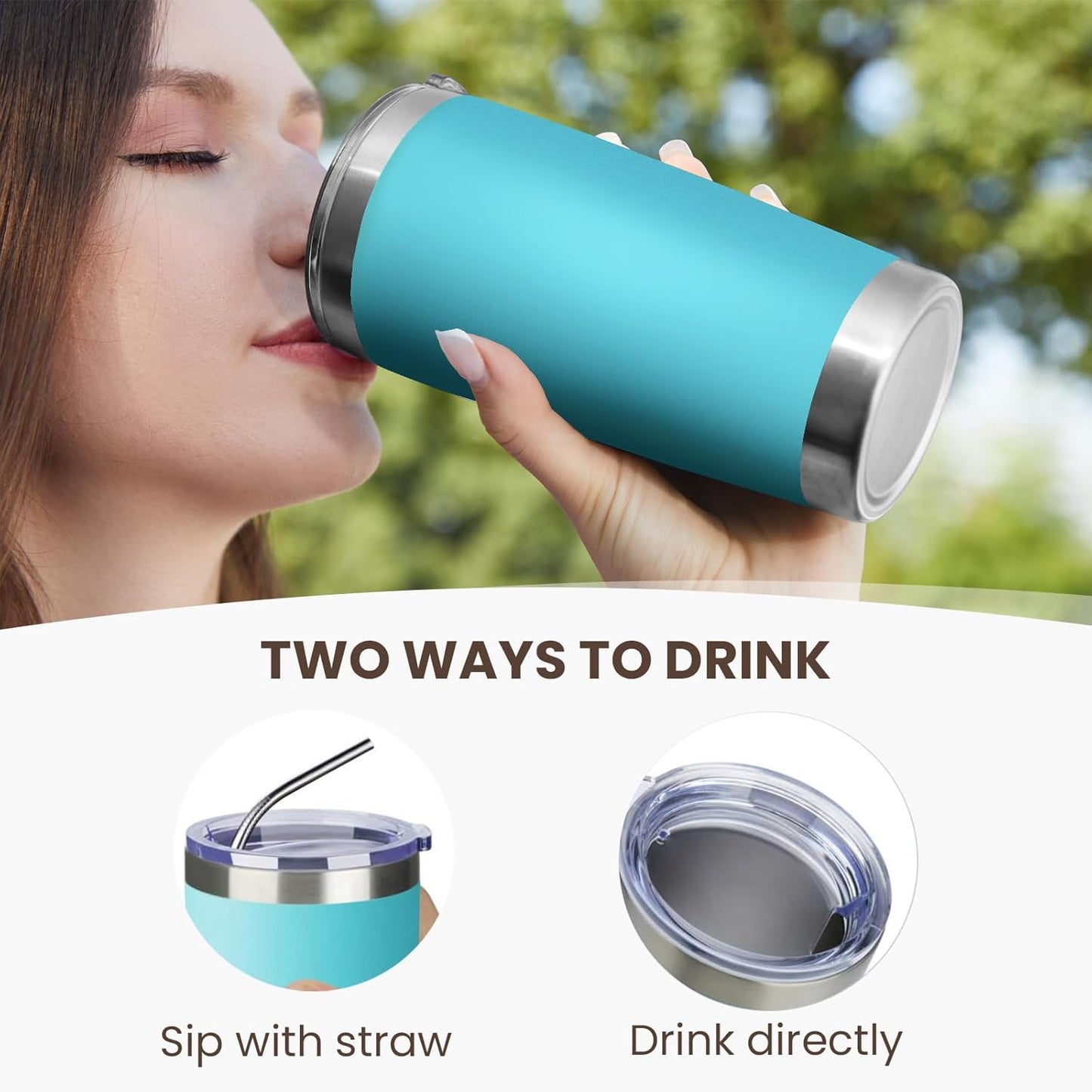 MEWAY 20oz Tumbler Cup Double Wall Vacuum Insulated Travel Mug Bulk, Stainless Steel Tumblers with Lid and Straw, Durable Powder Coated Coffee Cups for Cold & Hot Drinks (Navy, 1)
