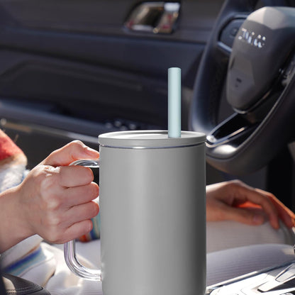 Tomorotec 15PCS Reusable Silicone Drinking Straws w/ 2 Brushes, Fit for Stanley Tumbler 40oz 30oz 20oz, 12" Long Customizable for Various Drinkware, Dishwasher Safe, BPA-Free, Safe for Teeth (Macaron)