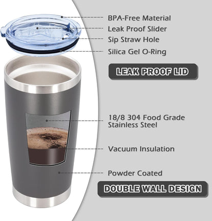 AIANJI 20oz Tumbler Bulk Stainless Steel Tumblers with Lid Vacuum Insulated Double Wall Travel Coffee Mug Powder Coated Tumbler Cup for Hot and Cold Drinks(Stainless Steel, 1 pack)