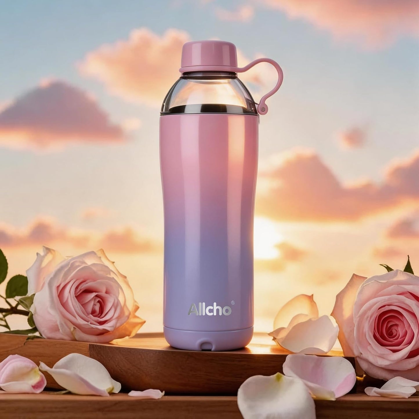 Allcho Insulated Water Bottle for Women, 18oz Stainless Steel Leak Proof Tumbler with 2 Lids, BPA-Free Tritan Chug & Straw Lid, Double Wall Vacuum Flask