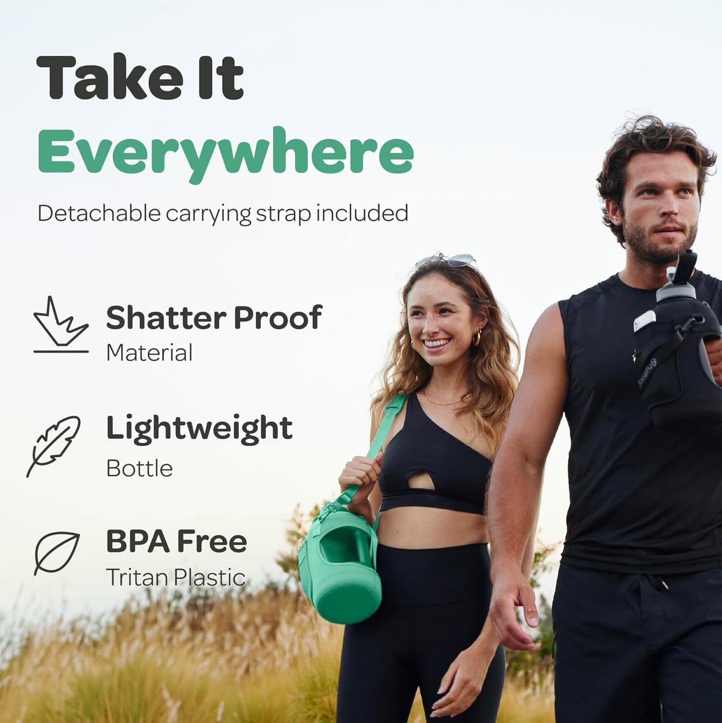 Hydracy Water Bottle with Time Marker -Large BPA Free Water Bottle & No Sweat Sleeve -Leak Proof Gym Bottle with Times to Drink - Ideal for Fitness Sports & Outdoors