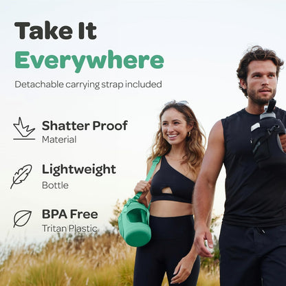 Hydracy Water Bottle with Time Marker -Large BPA Free Water Bottle & No Sweat Sleeve -Leak Proof Gym Bottle with Times to Drink - Ideal for Fitness Sports & Outdoors