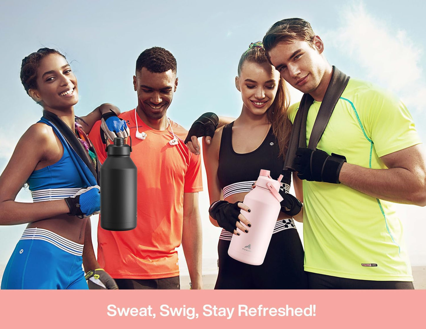 POWCAN 26 oz Insulated Water Bottle with 2-in-1 Straw and Spout Lid, Keep Cold 24H, Leak-Proof, Fits in Car Cup Holder, Stainless Steel Water Bottle for Sports, Travel, and School (Mint)