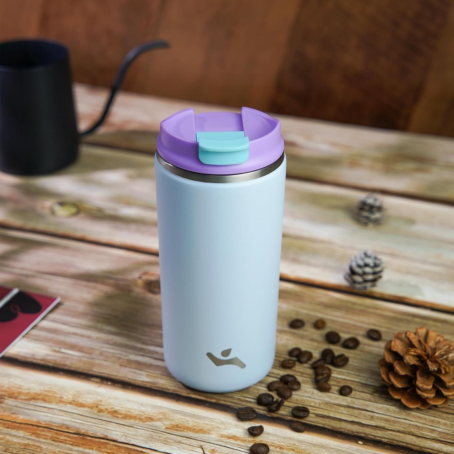 Konokyo Tumbler with Lid, 16 oz Travel Coffee Mug Double Wall Vacuum Stainless Steel Thermal Metal Cup Insulated Water Bottle,Navy Blue
