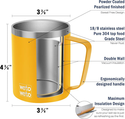WETOWETO 14 oz Coffee Mug, Vacuum Insulated Camping Mug with Lid, Double Wall Stainless Steel Travel Tumbler Cup, Thermal Coffee Mug, Powder Coated Navy Blue