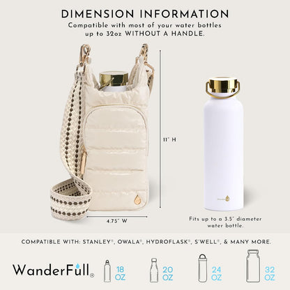 WanderFull Original HydroBag Fits Up to 32 oz Water Bottle Holder with Strap – Hands-Free Crossbody Water Bottle Carrier Bag with Phone Pocket - Colors A