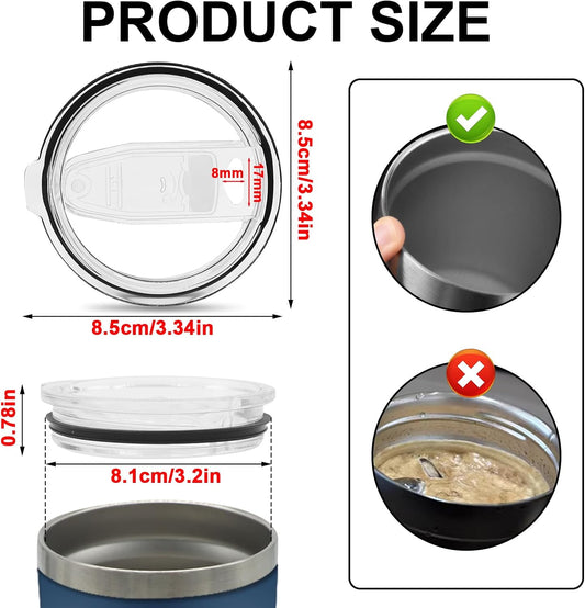 4 Pcs 20 oz Tumbler Lids Tumbler Replacement Lids Replacement Spill Proof Splash Resistant Slider for 3.2 Inch Cup Mouth Tumbler Cup (20 oz)