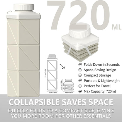BEAUTAIL Collapsible Water Bottles 24.3oz, Foldable Travel Water Bottle, Portable & Lightweight, Leakproof & Reusable for Traveling Camping Hiking Yoga Sports Outdoor School Office
