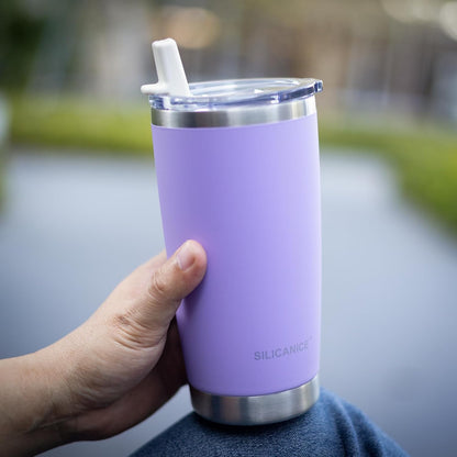 20oz Hygienic Insulated Tumbler — 100% Leakproof Lid with Removable Spout & Straw, Reinforced Vacuum-Protection Base, Cup Holder Friendly, for Iced Coffee, Smoothie/Water on the Go - Pink Sand
