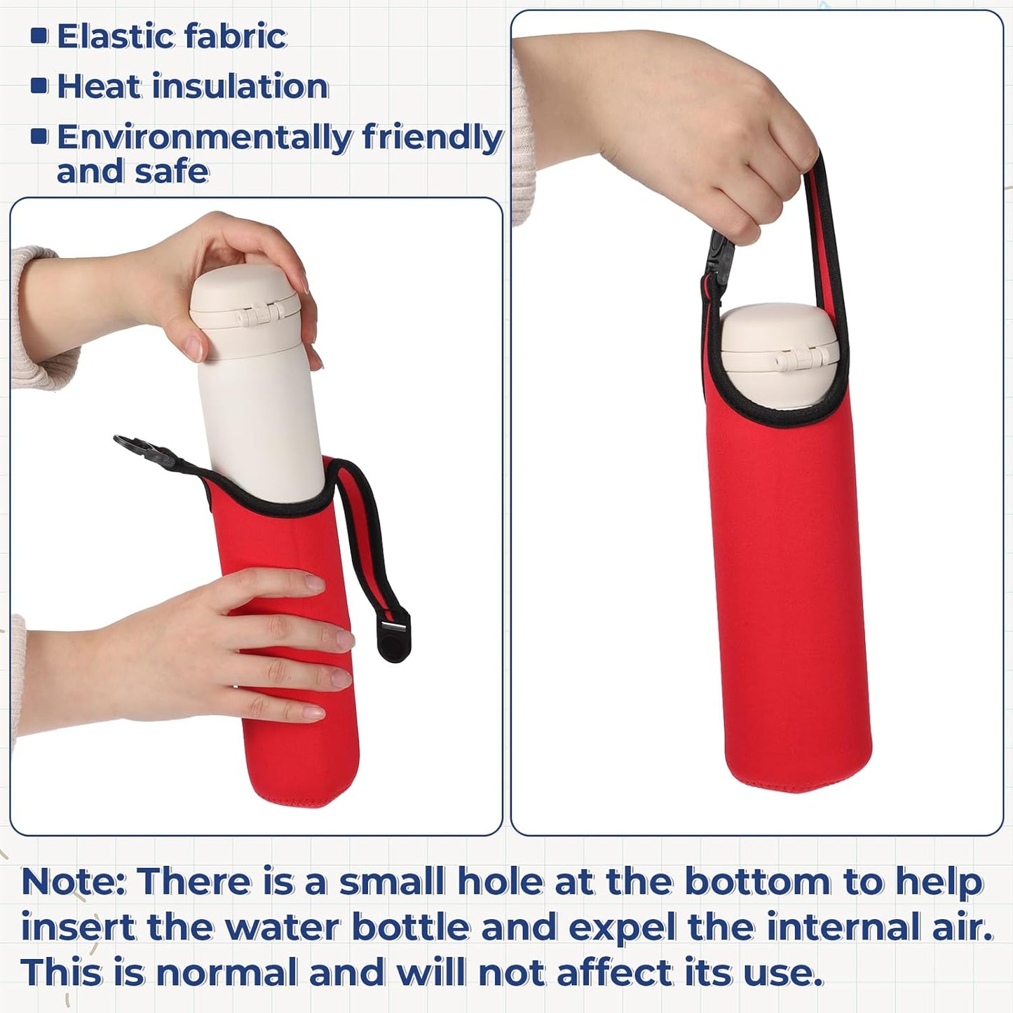 2 PCS Water Bottle Holder with Strap Water Bottle Carrier with Strap Neoprene Sleeve with Carrying Handle, Tumbler Sleeve Bottles Shoulder Carriers Waterbottles Holder with Straps for Portable Sport