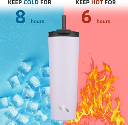 Konokyo 30 OZ Insulated Tumbler with Lid and 2 Straws Stainless Steel Water Bottle Vacuum Travel Mug Coffee Cup,Pastel Sunset