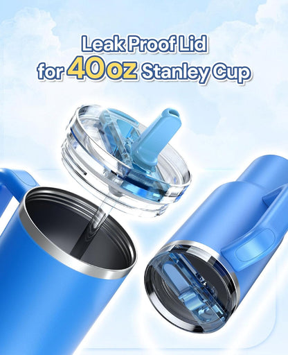 2 Pack Tumbler Flip Straw Lid Replacement Fit for Stanley 40 OZ Quencher, Leak Proof Lid with Straw for Stanley, No Spill Reusable Tumbler Lid Compatible with Stanley Cup Accessories