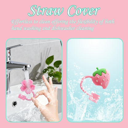 15Pcs Straw Toppers for Stanley Cup, Silicone 10mm Straw Cover Cap for Stanley 30 40oz Tumblers, Reusable Lid Accessories