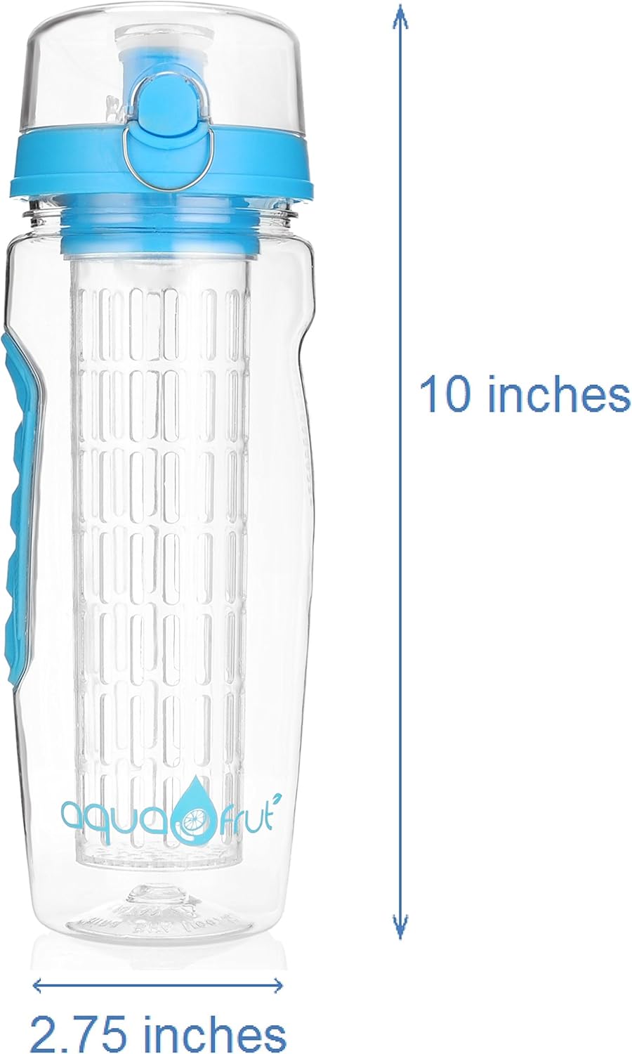 aquaFrut 32 OZ Fruit Infuser Water Bottle BPA-Free Fruit Infusion Sports Bottle - Flip Top Lid w Drinking Spout, Leak Proof, Made of Durable Tritan. Free Recipe eBook! (Teal)