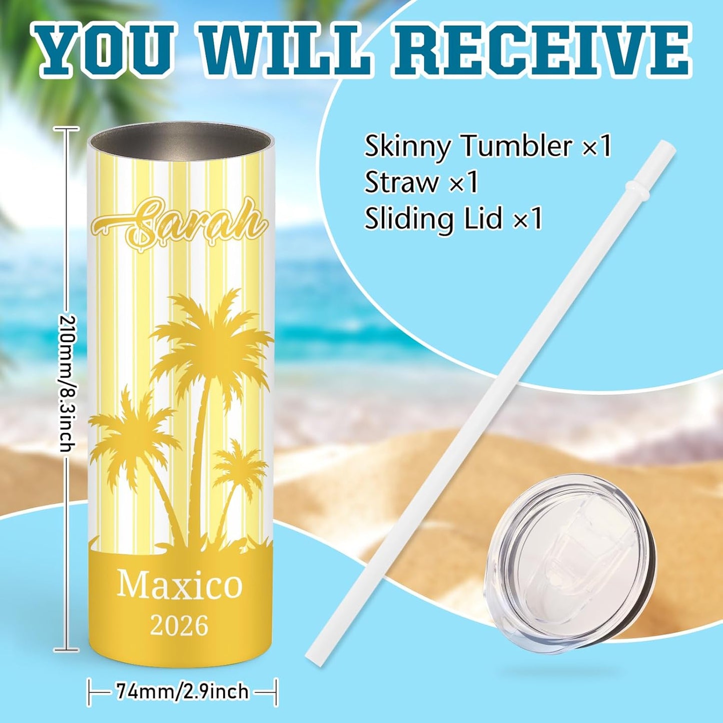 Girl Trip Gifts for Women, Personalized Girls Trip Tumblers with Name Text, Custom Beach Tumbler, Road Trips Vacation Cruise Cup with Lid and Straw, Bachelorette Party Girl Weekend Gift For Friend