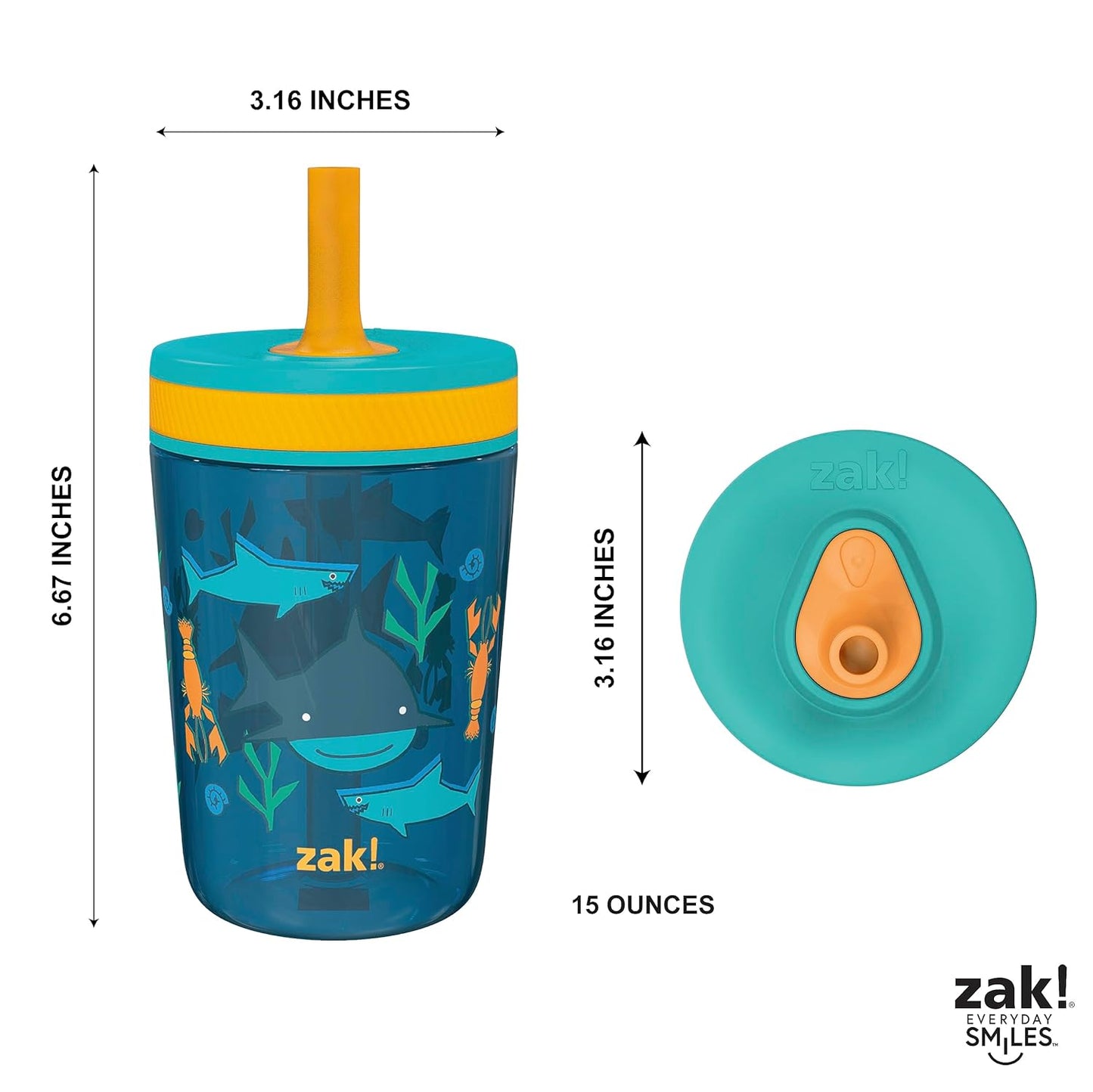 Zak Designs 15oz Bluey Kelso Tumbler Set, Leak-Proof Screw-On Lid with Straw Made of Durable Plastic and Silicone, Perfect Bundle for Kids, 2 Count (Pack of 1) - Colors B