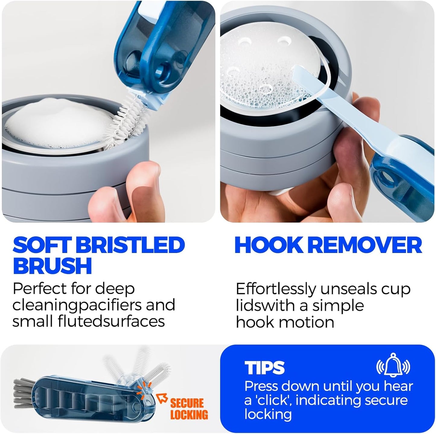 6 PACK Holikme 4 in 1 Cup Lid Cleaning Brush Set with 3 Straws, Multifunctional Bottle Brush, Silicone Cup Lid Gap Cleaner, Durable Bristle Crevice Cleaning Brush,Flat End Brushes,Navy & Black & Olive
