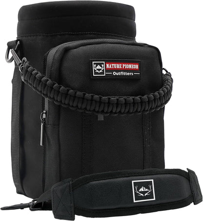 NATURE PIONEOR Water Bottle Holder with Adjustable Strap - 26/32/36/40/46/64oz Insulated Water Bottle Sling Carrier with Paracord Handle & 2 Pockets, Outdoor Sports, Hiking, Camping, Gym