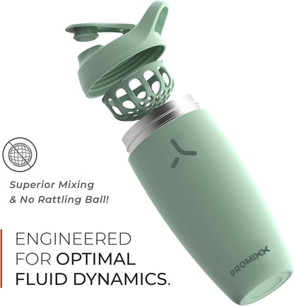 Promixx Pursuit Shaker Bottle - Insulated Stainless Steel Water Bottle and Shaker Cup - 18oz - Midnight Blue