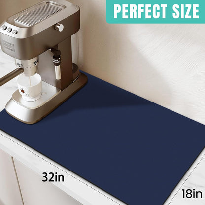 WISELIFE Coffee Mat Super Absorbent Dish Drying Mat Coffee Bar Accessories Match with Machine Large Drying Mats for Kitchen Counter 12" W x 19" L, Black