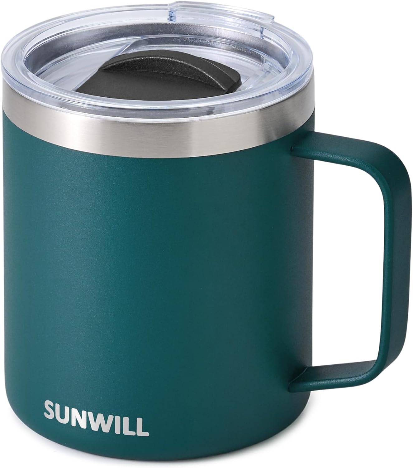 SUNWILL Travel Coffee Mug with Lid, Insulated Tumbler with Handle, 14 oz Stainless Steel Cup for Ice, Water, Tea, Rose Gold