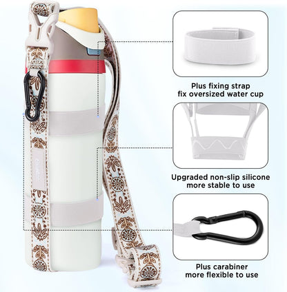 EasyAcc Water Bottle Holder Strap Sling, for Owala FreeSip 24 32 40 oz, Hydro Flask, Cirkul, Yeti, Stanley Flip, Universal Water Bottles, with Carabiner, for Walking Curise Travel (Bottle Excluded)