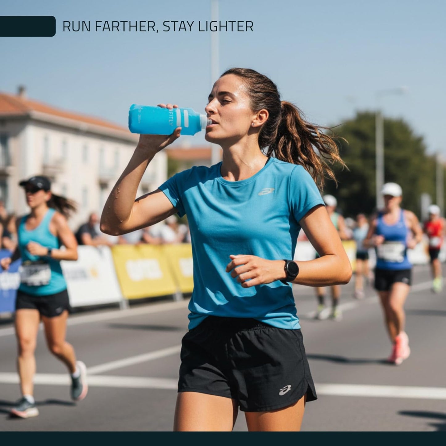 FITLY Soft Flask - Shrink As You Drink Soft Water Bottle for Hydration Pack - Folding Water Bottle Ideal for Running, Hiking, Cycling, Climbing & Rigorous Activity
