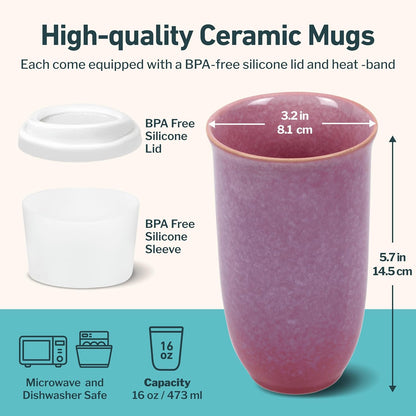 NOVA CERAMICS Coffee Tumbler – Travel Mug - On the Go Coffee Mug – Microwave & Dishwasher Safe Green Coffee Tumbler - Gifts For Women Men Him Her – 16oz – Monsoon