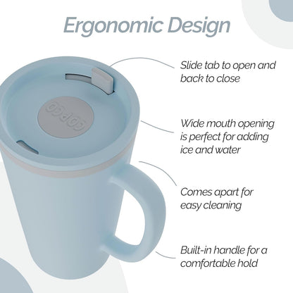 Copco Cone Desk Mug, 16 oz - Double Wall Insulated Coffee Mug with Twist-Off Lid, Handle & Slide Tab - Travel-Friendly Cup for Hot or Cold Drinks, BPA-Free, Microwave & Dishwasher Safe (Brown)