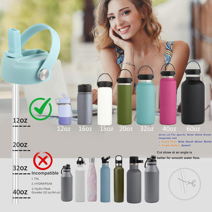 RRegeny Straw Lid for Hydro Flask Wide Mouth 32 40 oz, Lids with Flexible Handle compatible with HydroFlask, Replacement Sports Flex Cap Wide Mouth Top