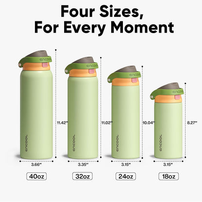 ENCOOL Leakproof Insulated Water Bottle with Straw Dual-Sip Water Bottle Bag-Safe Design for Work, Commute & Gym – Keeps Drinks Cold All Day, 24 oz, Lemonade Pink - Colors A