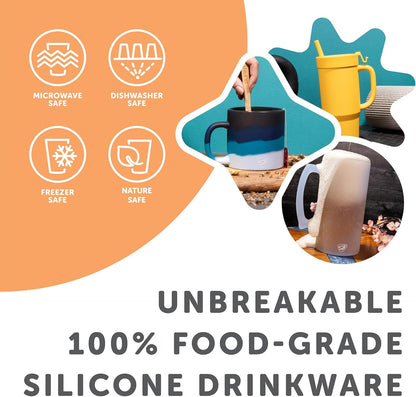 Silipint 8oz Silicone Tumbler with Straw and Lid – Unbreakable, BPA Free, Non-Toxic, Dishwasher, Microwave, Freezer Safe Tumbler Cup – Drinkware for Juice, Smoothies, Coffee (Cool Berry Crush)