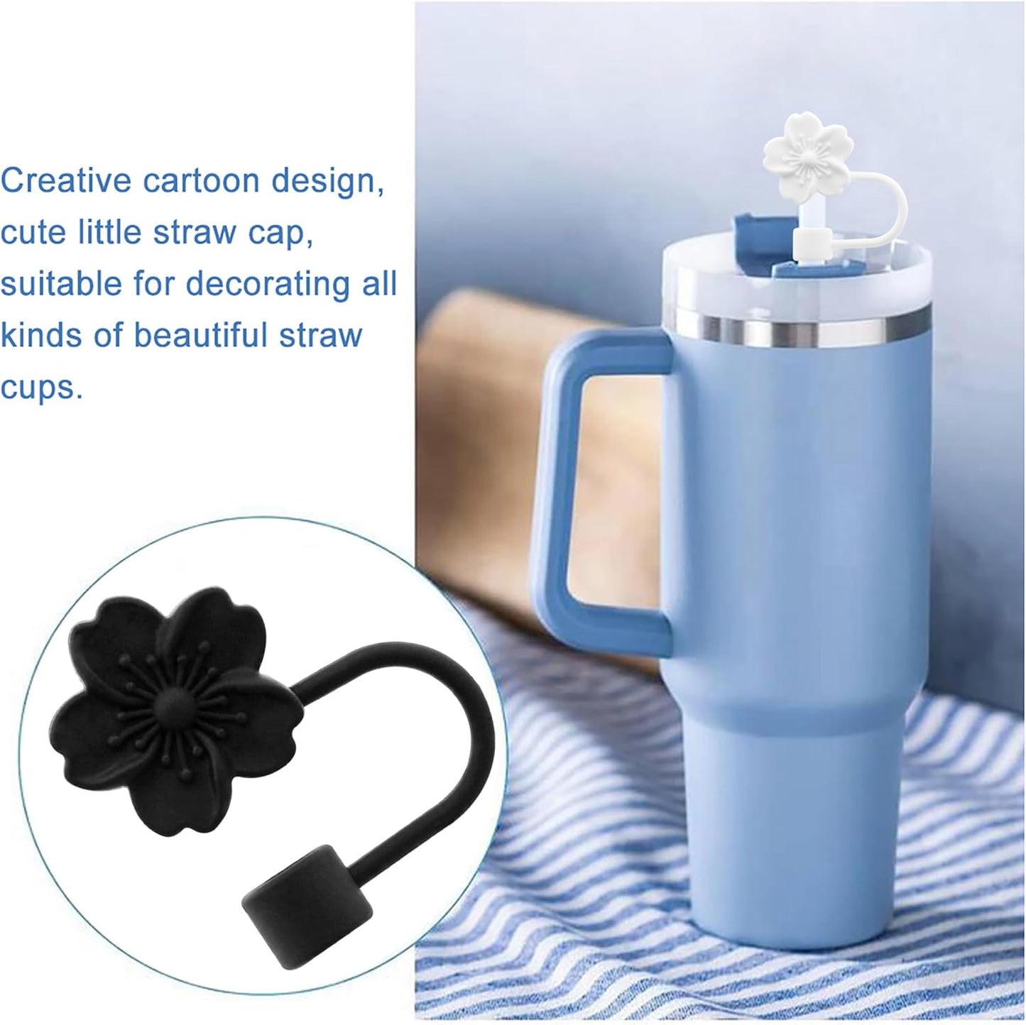 Straw Cover Cap for Stanley Cup,Silicone Straw Topper 10 mm 0.4 in Reusable Straw Tips Lids,Straw Tip Covers for Stanley Cups Accessories