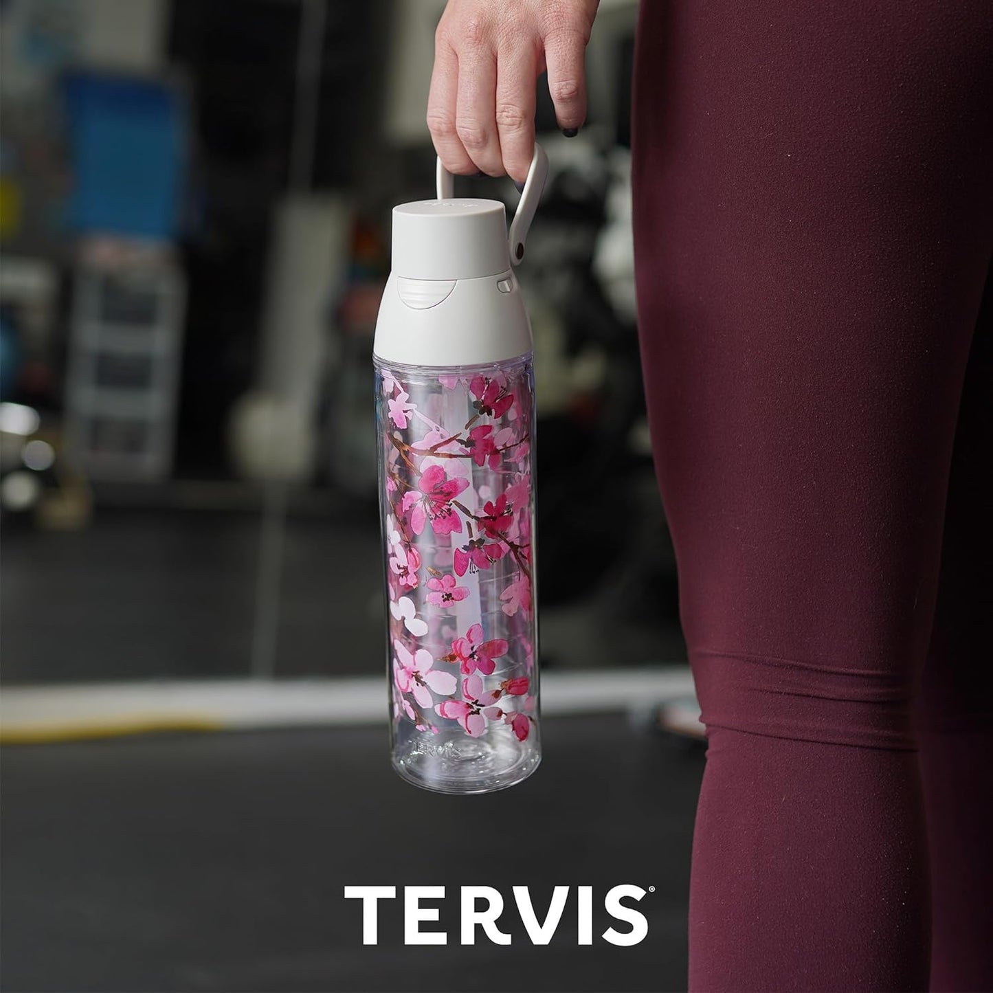 Tervis Clear & Colorful Lidded Made in USA Double Walled Insulated Tumbler Travel Cup Keeps Drinks Cold & Hot, 24oz, Black Lid, 1 Count (Pack of 1)