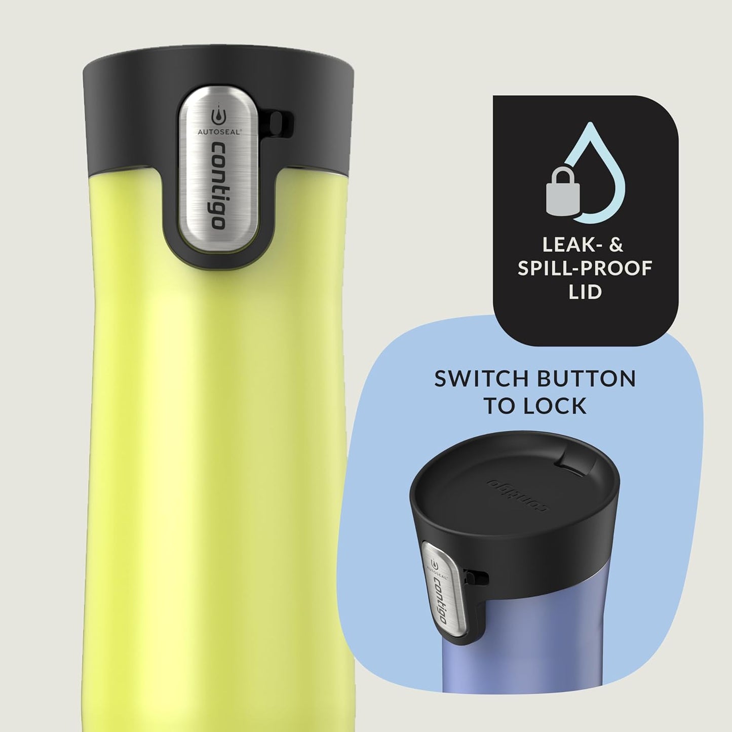Contigo AUTOSEAL West Loop Vacuum-Insulated Stainless Steel Travel Mug with Easy-Clean Lid 12 oz Blueberry