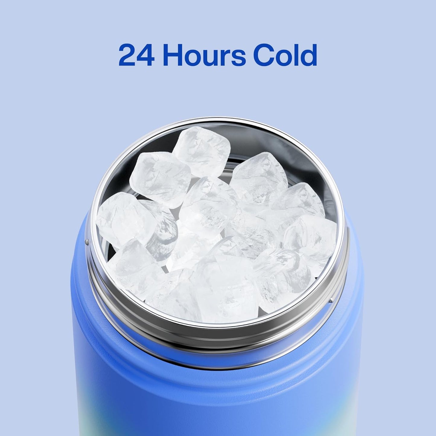 ENCOOL Insulated Water Bottle with Straw Stainless Steel Water Bottle, Leak-Proof, BPA-Free, Double Wall Vacuum Keeps Cold for 24 Hours for Sports, Travel, School (26 oz, Cotton Candy) - Colors C