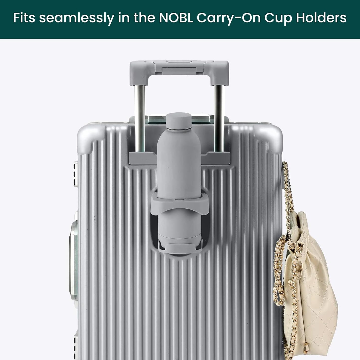 NOBL Stainless Steel Water Bottle,17 oz, 500 ml, Double Wall Vacuum Insulation, Sealed Bottle Keeps Drinks Cold 24 Hrs & Hot 12 Hrs, Leak Proof, Fits Noble Carry-On Cup Holder - Sand