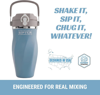 Earth Stone - 24oz Insulated Protein Shaker Bottle - Medical-Grade 316 Stainless Steel - Patent-Pending Clump-Free Design - Odor Proof & Leak-Proof Metal Blender Cup