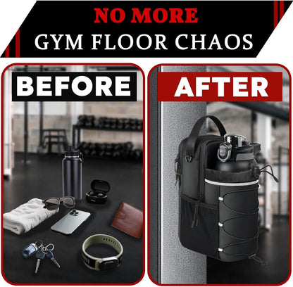 Magnetic Gym Bag for Men and Women, Water Bottle Holder, Gym Pouch with Shoulder Strap for Travel, Sports, Work, Fitness (Strap)