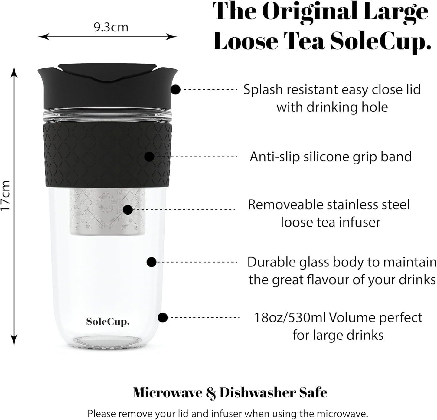 Travel Mug Loose Tea Infuser - Detachable Tea Strainer with Spillproof Lid - BPA-Free Reusable Glass Travel Coffee Cup with Silicone Band (Ice Cream, 12oz)