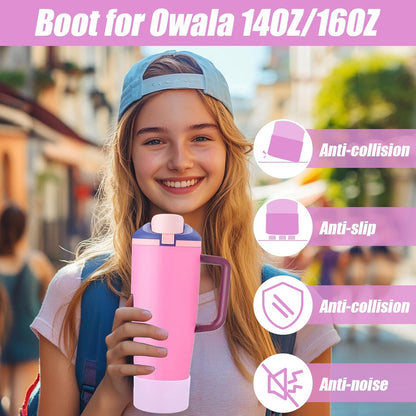 Mity rain 2PCS Protective Silicone Boots for Owala 30oz & 40oz FreeSip Sway Bottles & Tumblers - Accessories for owala, Enhances Stability & Prevents Scratches(Black Cherry)
