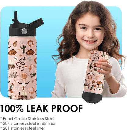 Strawberry Gifts for Kids - 16oz Pink Kids Water Bottle with Straw Lid, Stainless Steel Insulated Water Bottle, Leakproof, BPA-Free, for Girls, School, Strawberry Lover Children Birthday Gift Cup(1pc)