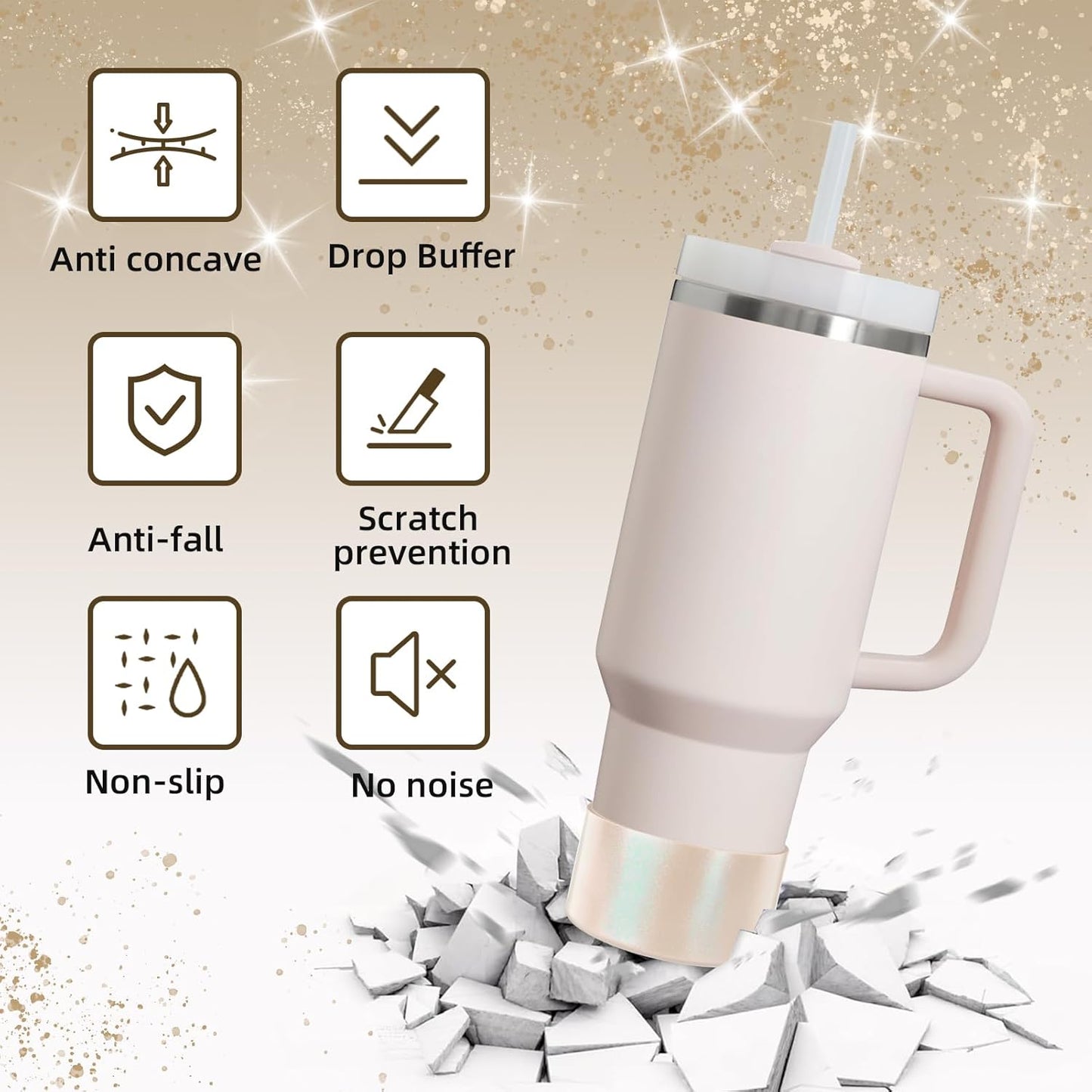 Glossy Gradient Silicone Boot, Compatible with Stanley H2.0 20-40oz & IceFlow 20-30oz, Chameleon Metallic Shimmer Cup Sleeve Protector for Hydroflask and Bottle Bottom with 2.8-3in