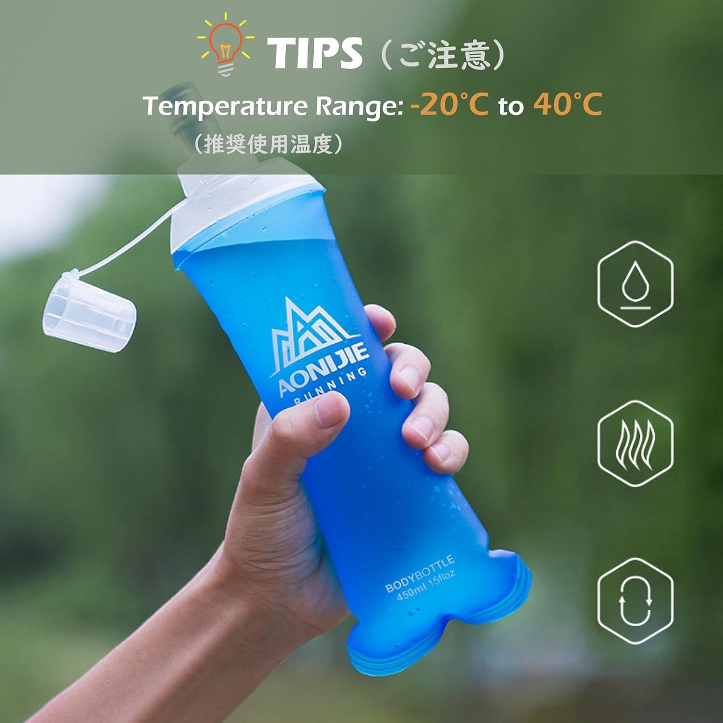 TRIWONDER Handheld Water Bottle for Running, Quick Grip Chill 17 oz Handheld Soft Water Bottle with Hand Strap Hydration Pack, BPA Sport Soft Flask (Blue)
