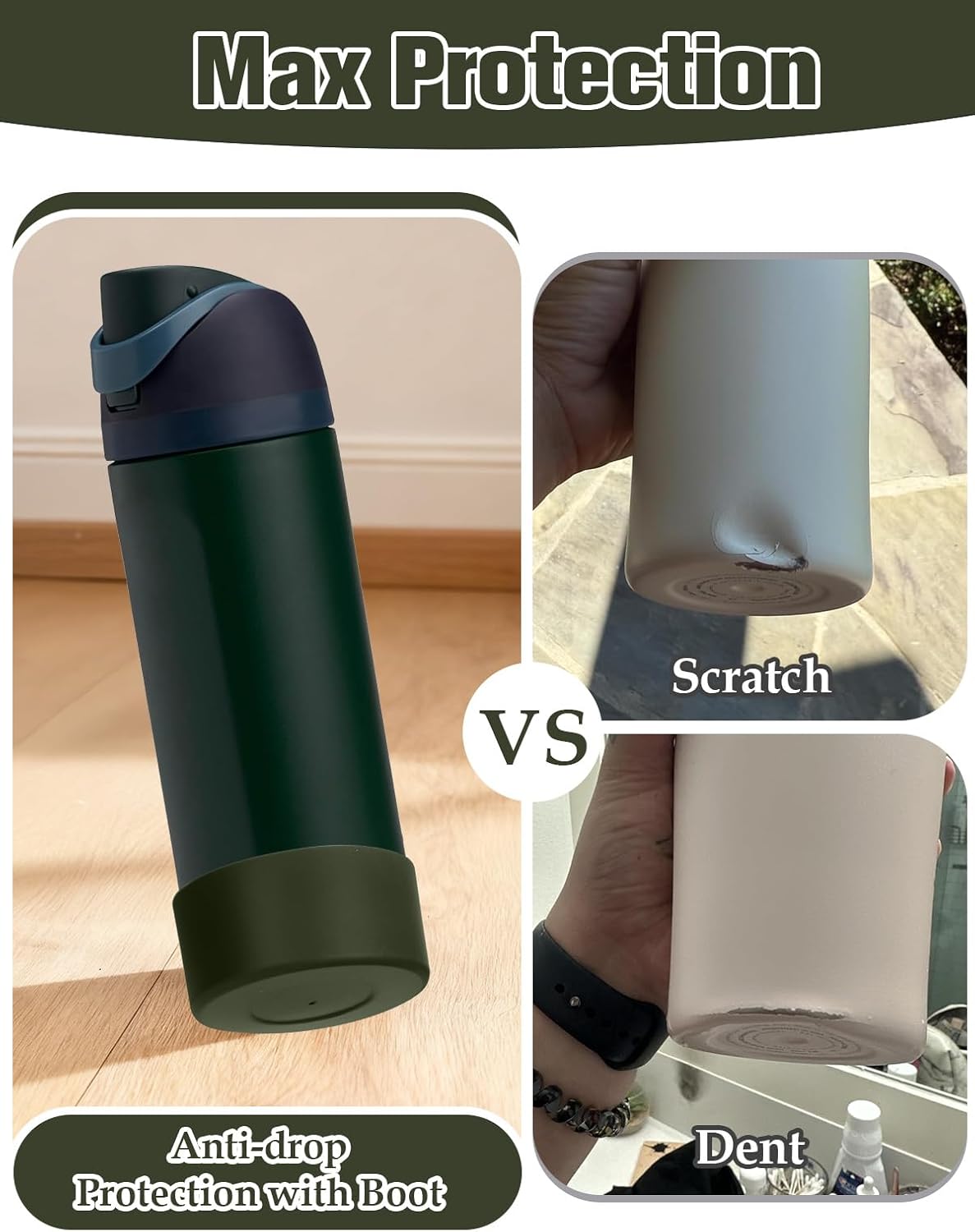 Mity rain 2PCS Silicone Boot for Owala Water Bottle 24 oz 32 oz, Anti-Slip Protective Sleeve Bottom Bumper Protector for FreeSip Stainless Steel Water Bottles Accessories