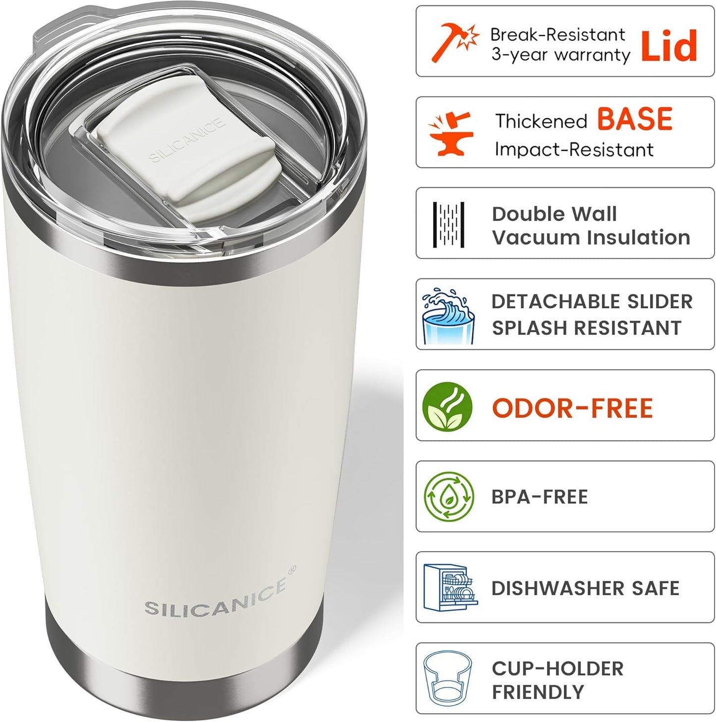 20oz Hygienic Insulated Tumbler — 100% Leakproof Lid with Removable Spout & Straw, Reinforced Vacuum-Protection Base, Cup Holder Friendly, for Iced Coffee, Smoothie/Water on the Go - Pink Sand