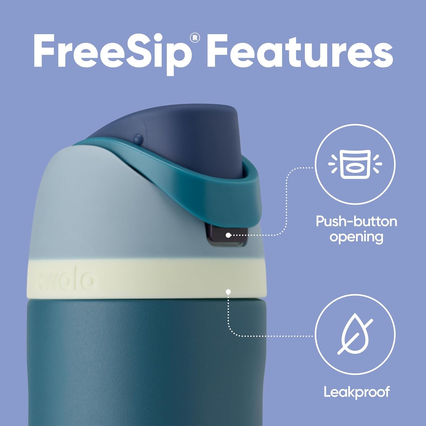 Owala FreeSip Insulated Stainless Steel Water Bottle with Straw, BPA-Free Sports Water Bottle, Great for Travel, 32 Oz, Denim