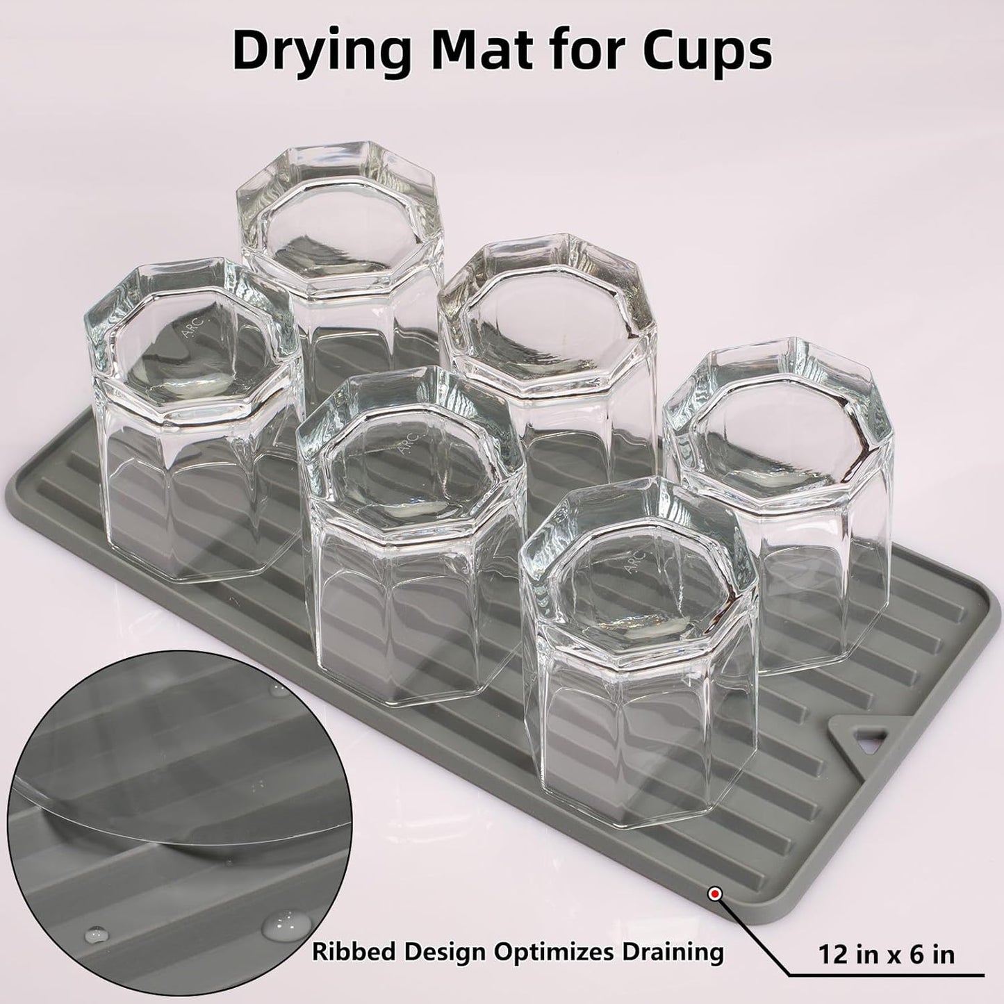 Dish Drying Mat, Mini Silicone Drying Mat for Kitchen Counter, Heat Resistant Silicone Mat for Countertop Protector, Super Thick Non-Slip Dish Drying Pad for Coffee Cup/Bottle/Glassware