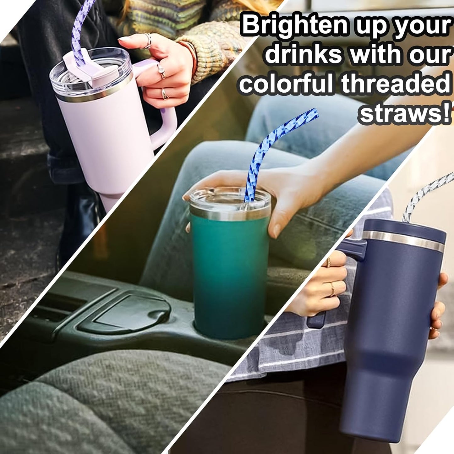 AIERSA 6 Pack Silicone Replacement Straws for Stanley 20 30 40oz Cup,Reusable Straws Compatible 40 oz Stanley Tumbler,Long Straw with Cleaning Brush for Stanley Cup Accessories